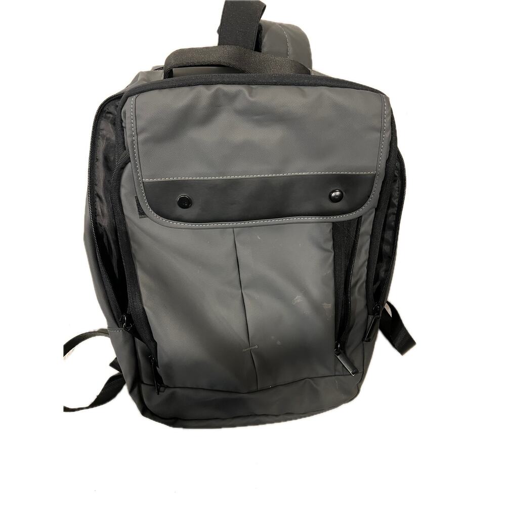Black Gray No Label 3 Section Padded Laptop Backpack